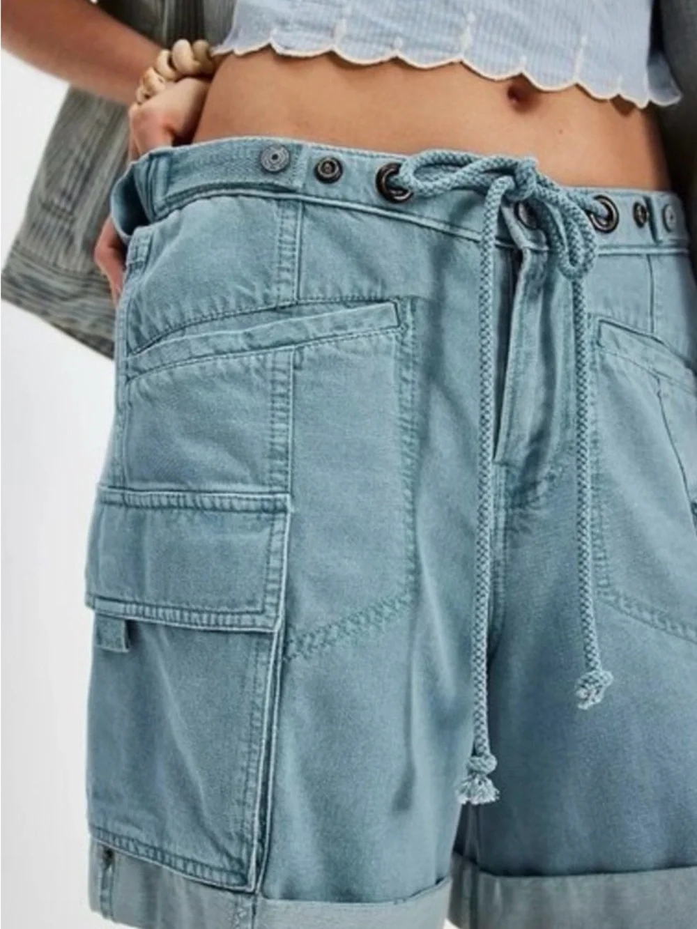 Free People Frankie Washed Shorts Tourmaline - Picture 4 of 8